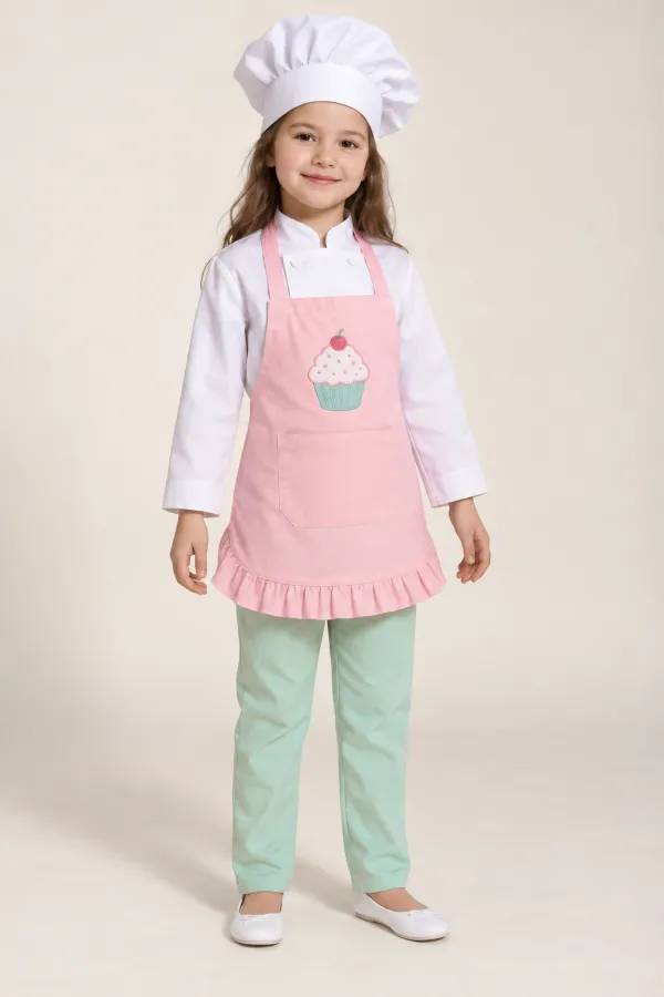 Costum Cofetar cu șorț pastel — de închiriat pentru copii