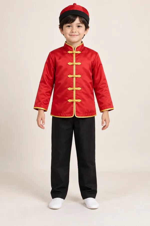 Costum China – ținută festivă roșie — de închiriat pentru copii