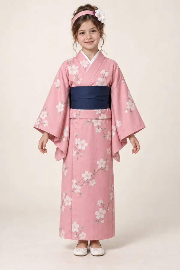 Costum Japonia – kimono cu flori — de închiriat pentru copii