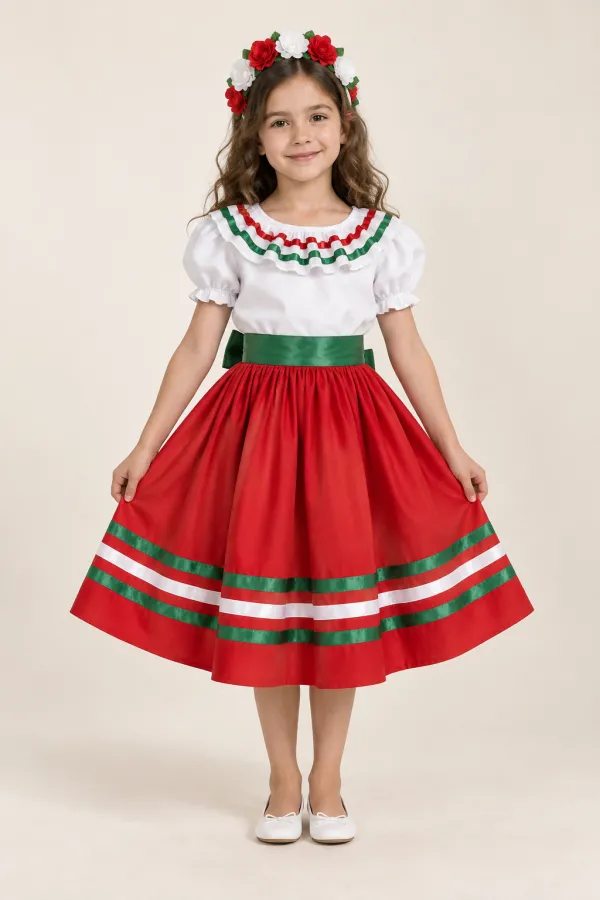 Costum Mexic – dansatoare cu panglici — de închiriat pentru copii
