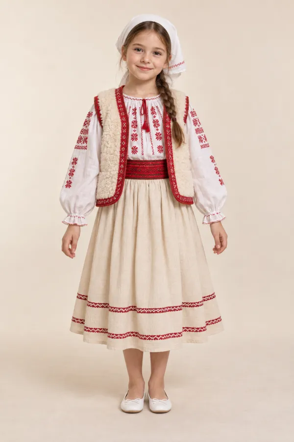 Costum Păstoriță de șezătoare — de închiriat pentru copii