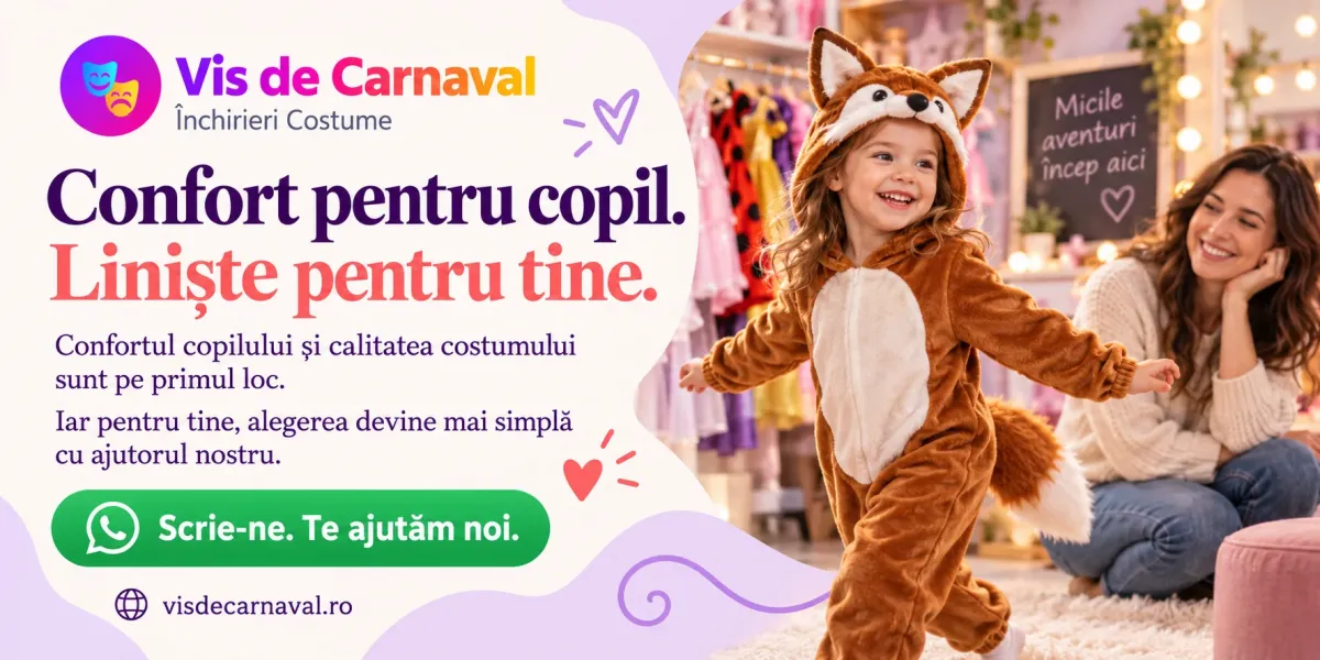 Confort pentru copil. Liniște pentru tine. Confortul copilului și calitatea costumului sunt pe primul loc, iar alegerea devine mai simplă cu ajutorul nostru. Scrie-ne pe WhatsApp.